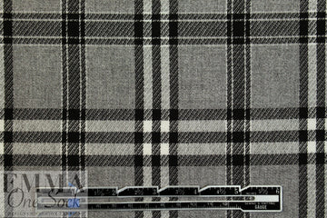Italian black/white/gray yarn dyed plaid woven 1 yard