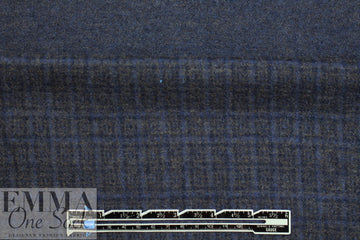 Italian navy/charcoal plaid virgin wool sweater doubleknit
