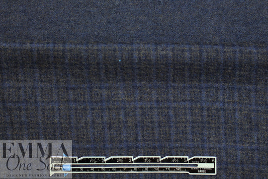 Italian navy/charcoal plaid virgin wool sweater doubleknit