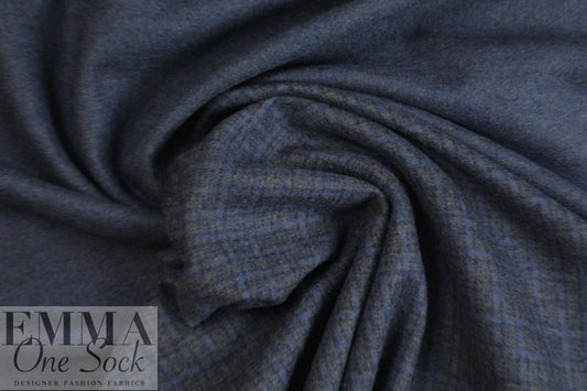 Italian navy/charcoal plaid virgin wool sweater doubleknit
