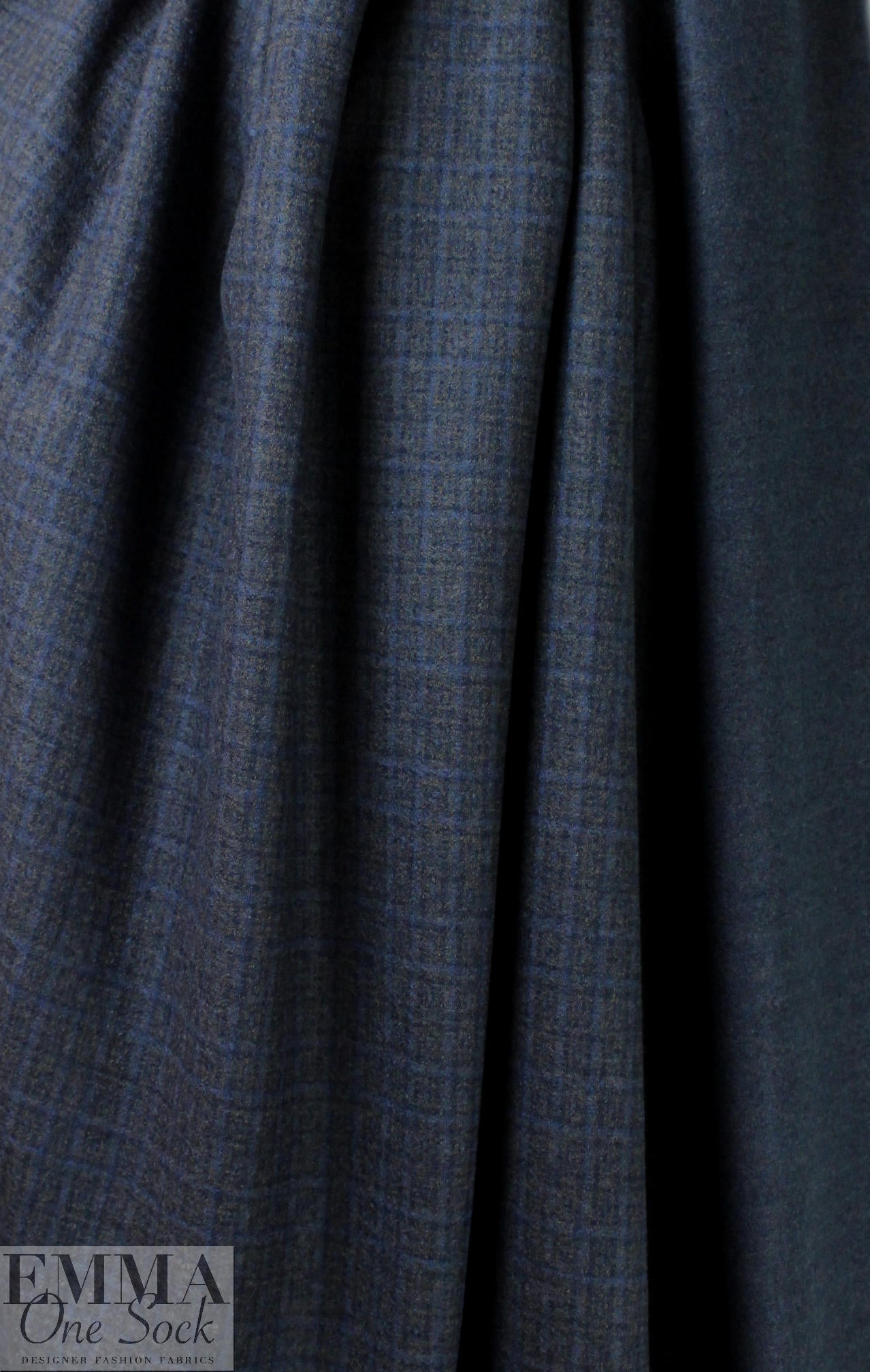 Italian navy/charcoal plaid virgin wool sweater doubleknit .75 yds