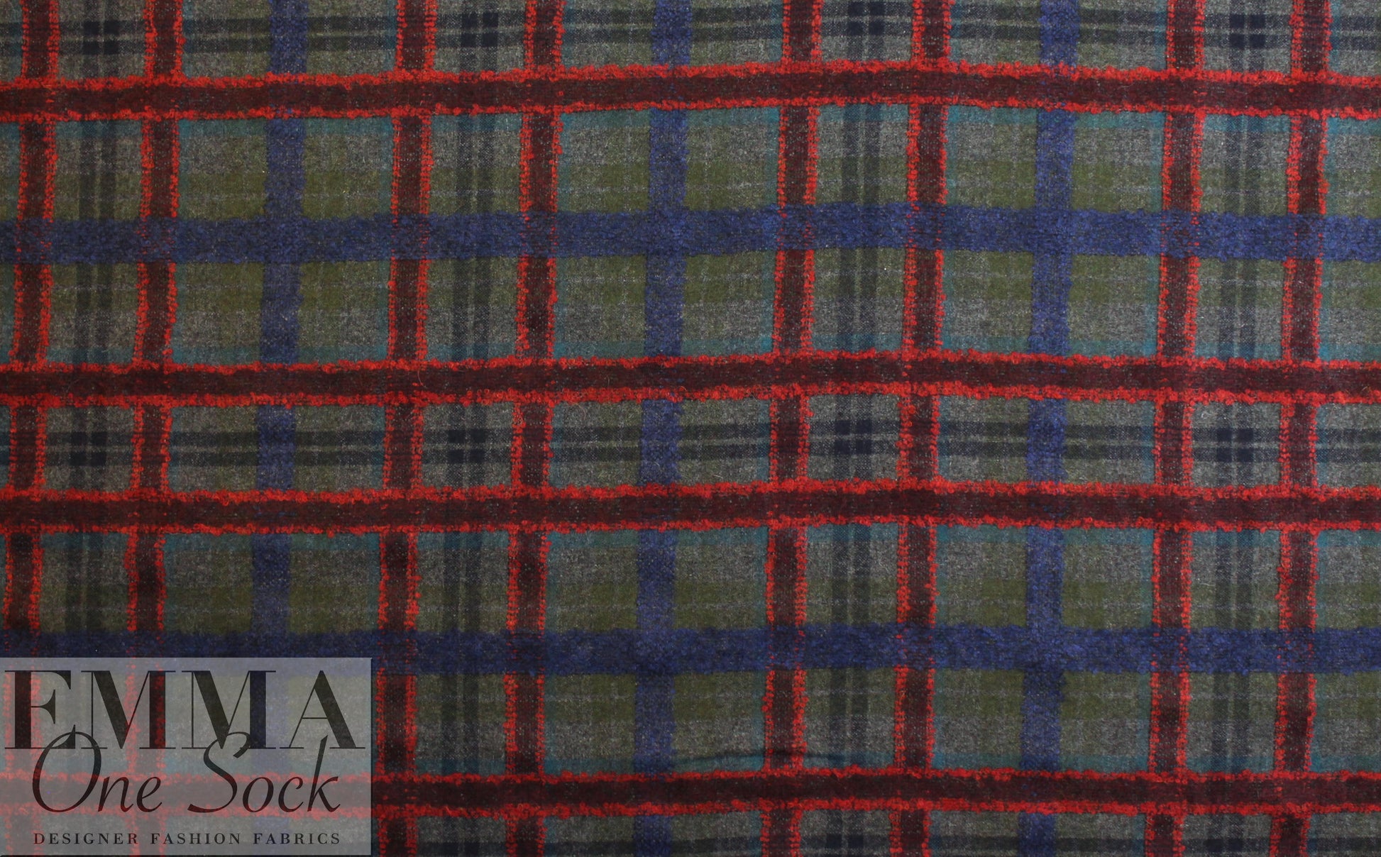 Italian wool blend boucle' plaid suiting