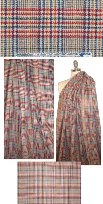 Ralph Lauren wool plaid suiting - paprika/gold/navy 1.33 yd