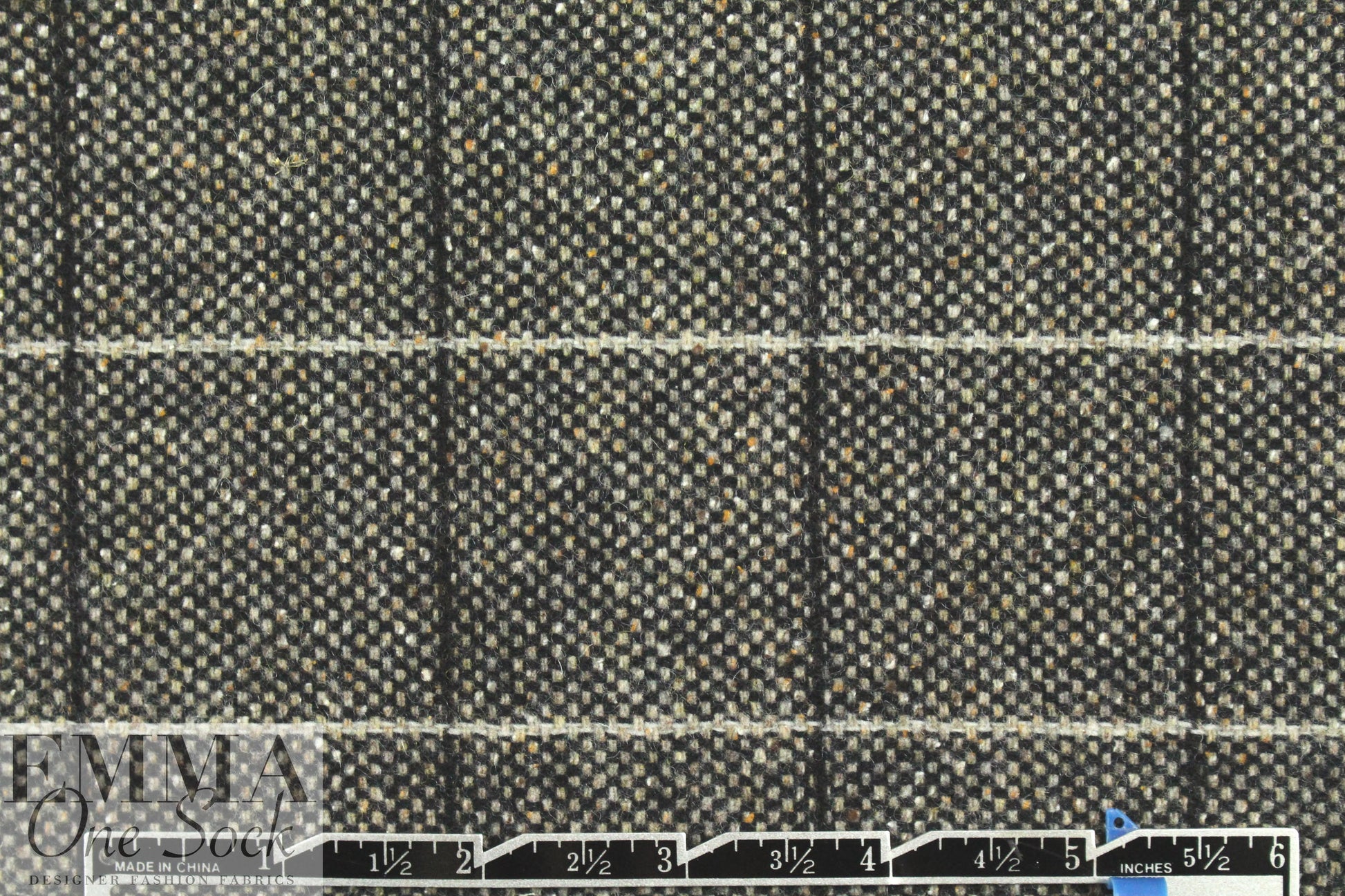 Italian earthy windowpane plaid wool/silk tweed