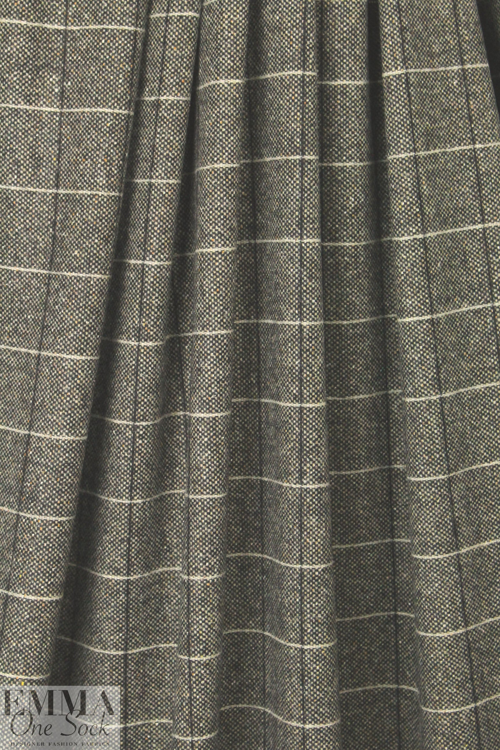 Italian earthy windowpane plaid wool/silk tweed