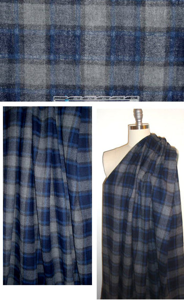Italian yarn dyed plaid wool lightweight woven