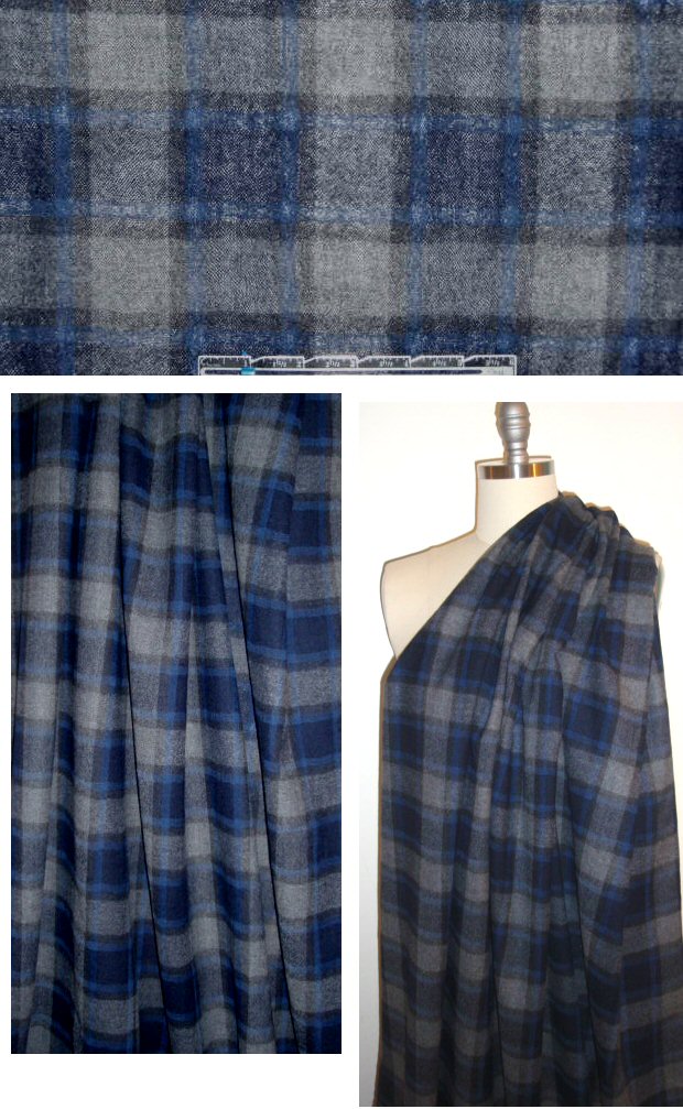 Italian yarn dyed plaid wool lightweight woven 1.33 yds
