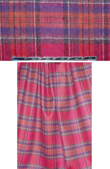 Italian wool blend brushed plaid - fuschia spice