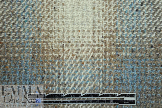 Italian robin's egg/taupe wool plaid coating 2.375 yd