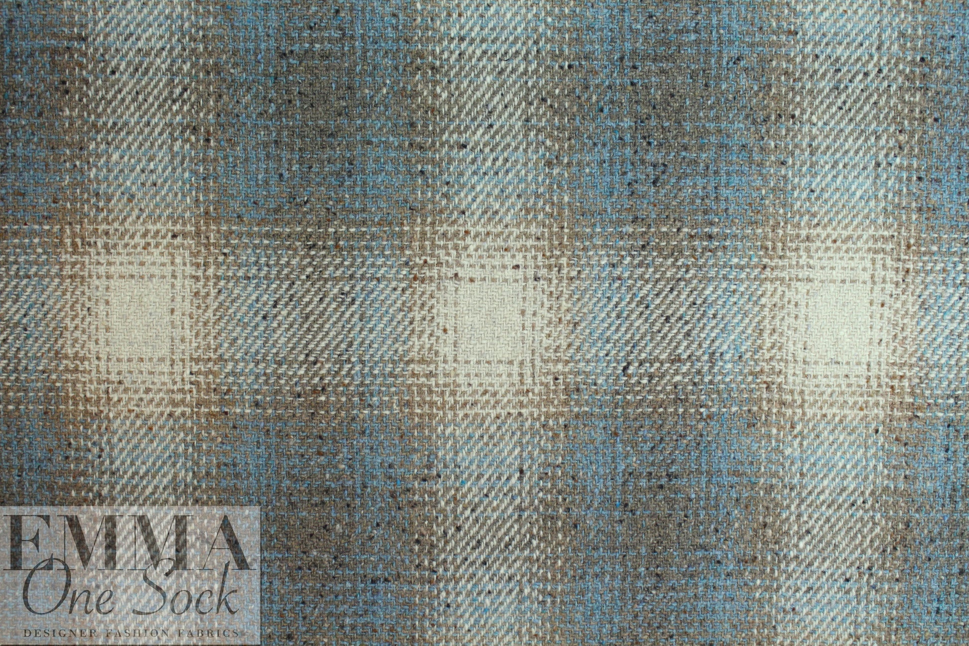 Italian robin's egg/taupe wool plaid coating