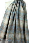 Italian robin's egg/taupe wool plaid coating 2.375 yd