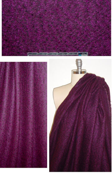 Italian wool blend tweed/boucle' suiting - fuschia 1.5 yd