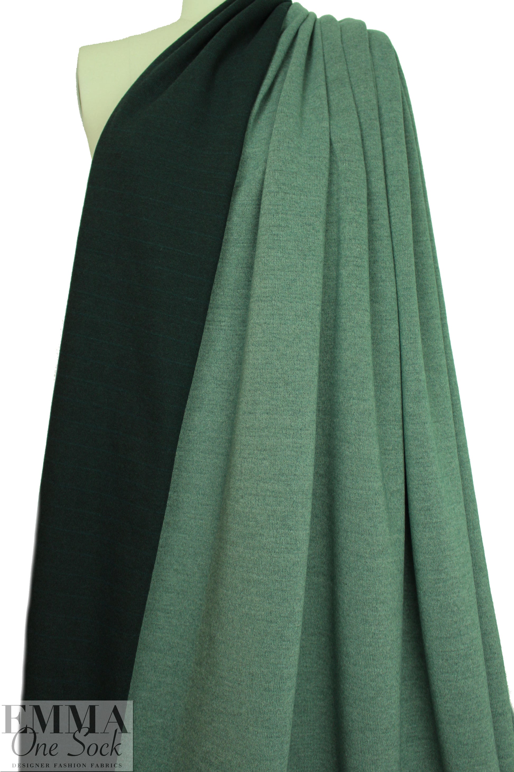Italian double-sided sweater knit - shale/deep forest 1 yard