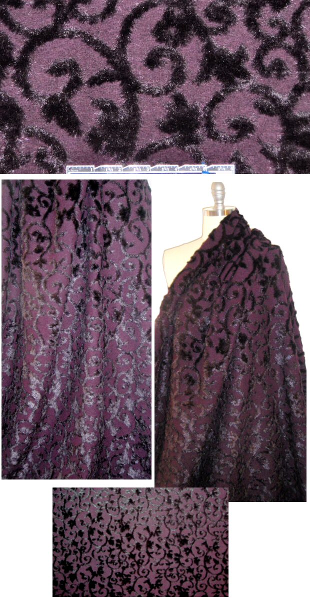 Italian plum on plum paisley faux fur wool fleece