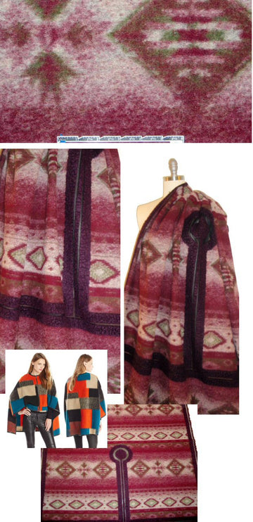 Italian southwest wool panel - plum/gray 1 panel