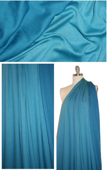 Italian aegean blue wool/viscose interlock knit