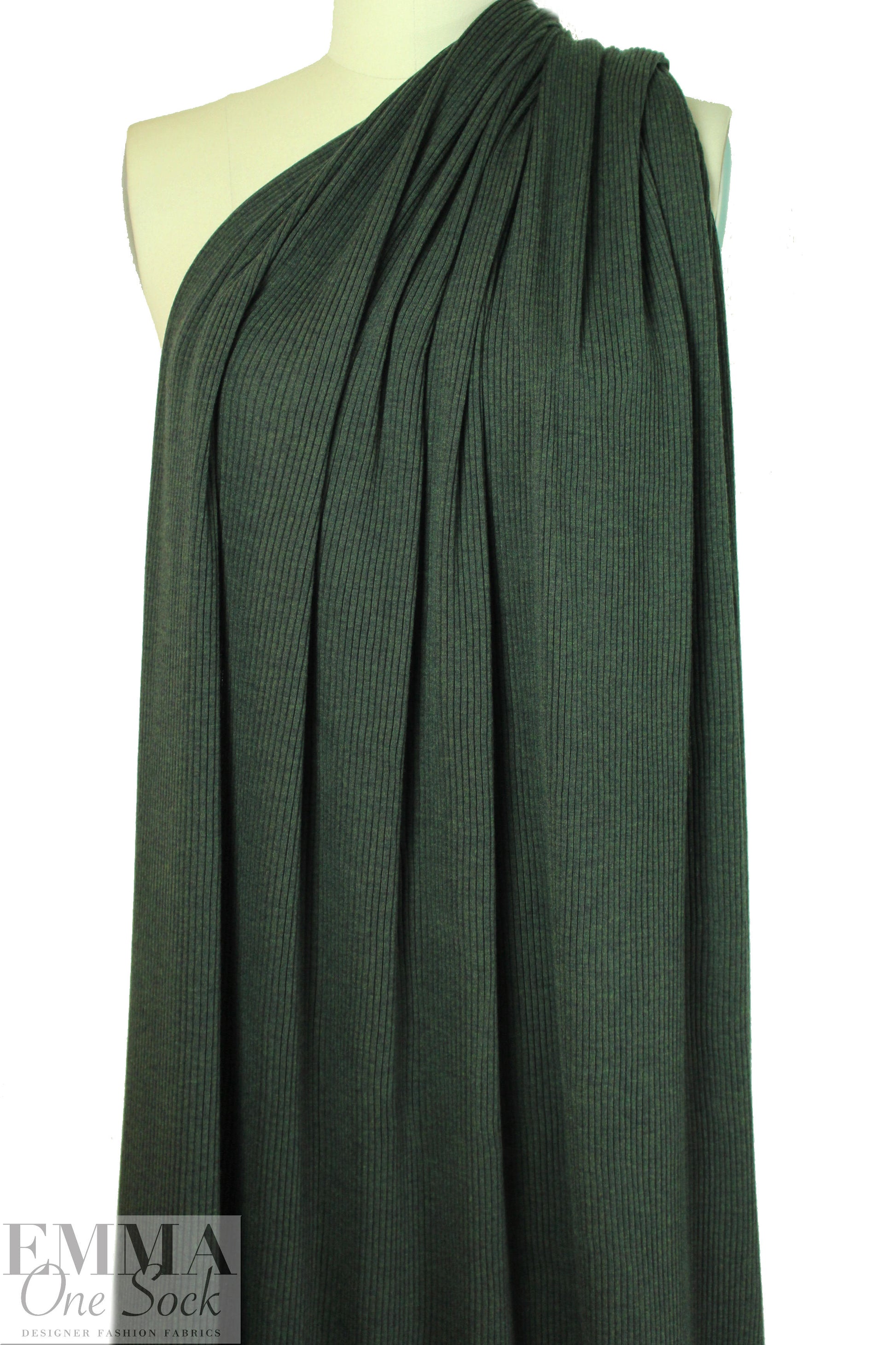 NY designer 4x4 ribbed wool sweater knit - forest 1 yard