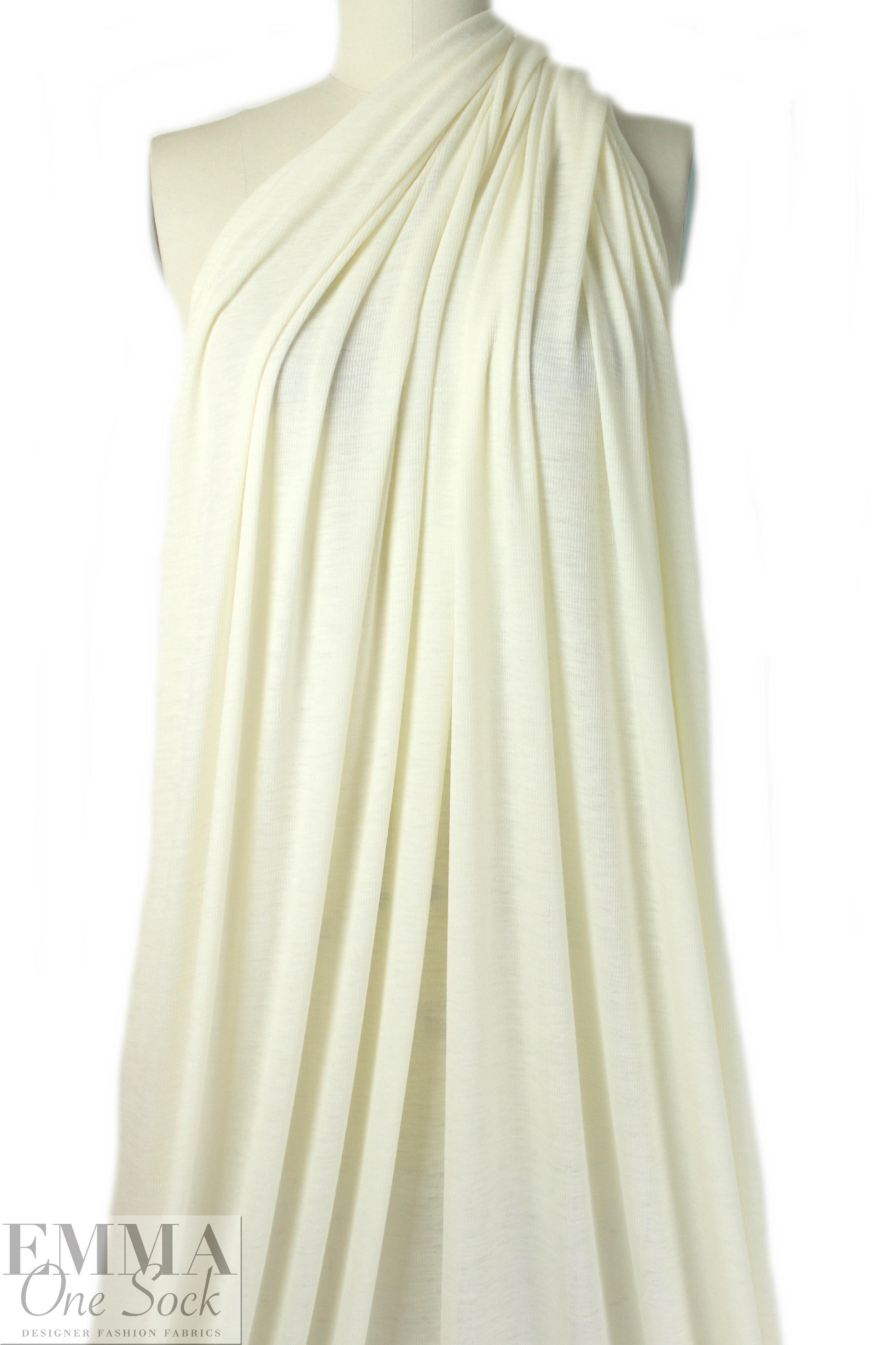 NY designer featherweight wool rib knit - ivory 2 yds