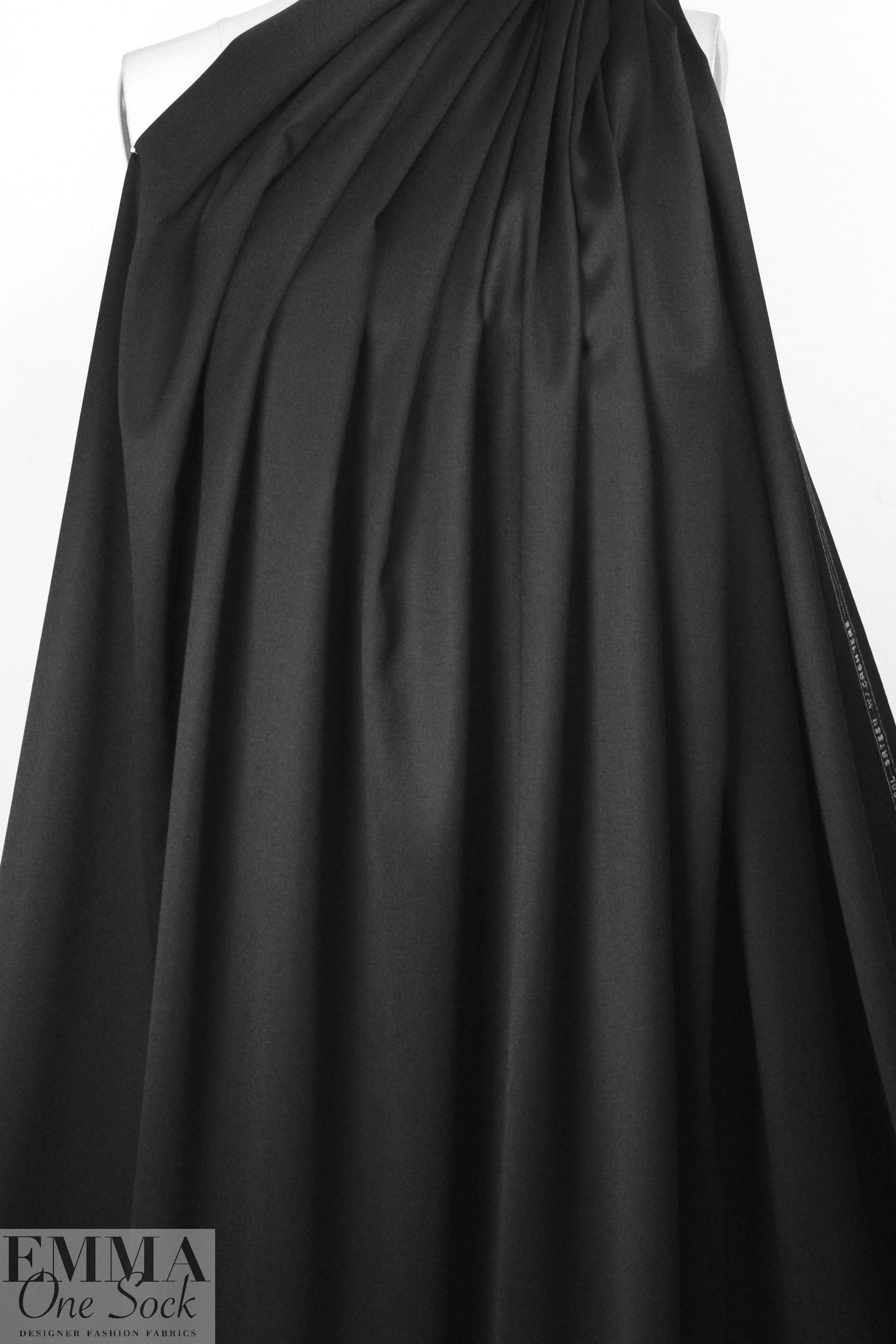 superfine luxury wool sateen - black 1.625 yd