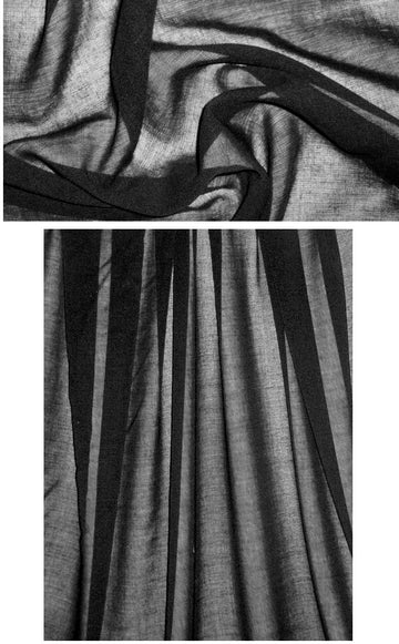 Italian wool/lycra sheer woven - black 1.75 yd