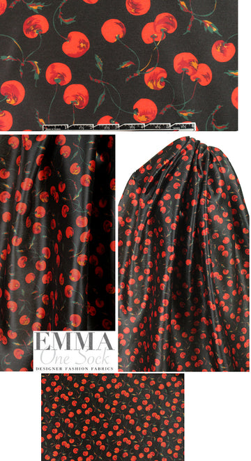 NY designer 'cherries jubilee' wool/silk woven