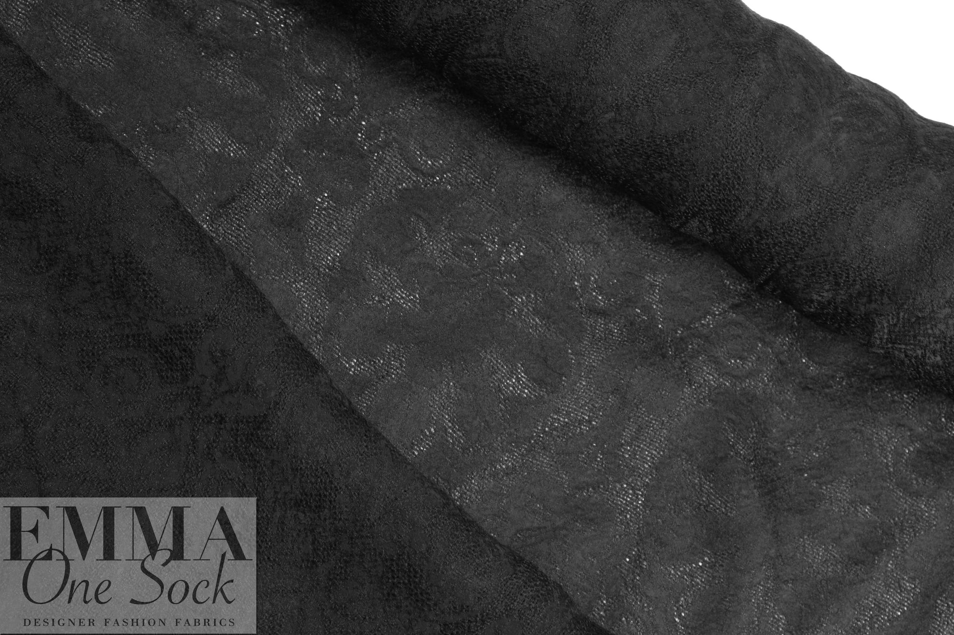 Italian black textured silk/wool semi-sheer jacquard woven
