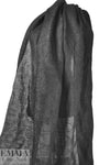 Italian black textured silk/wool semi-sheer jacquard woven
