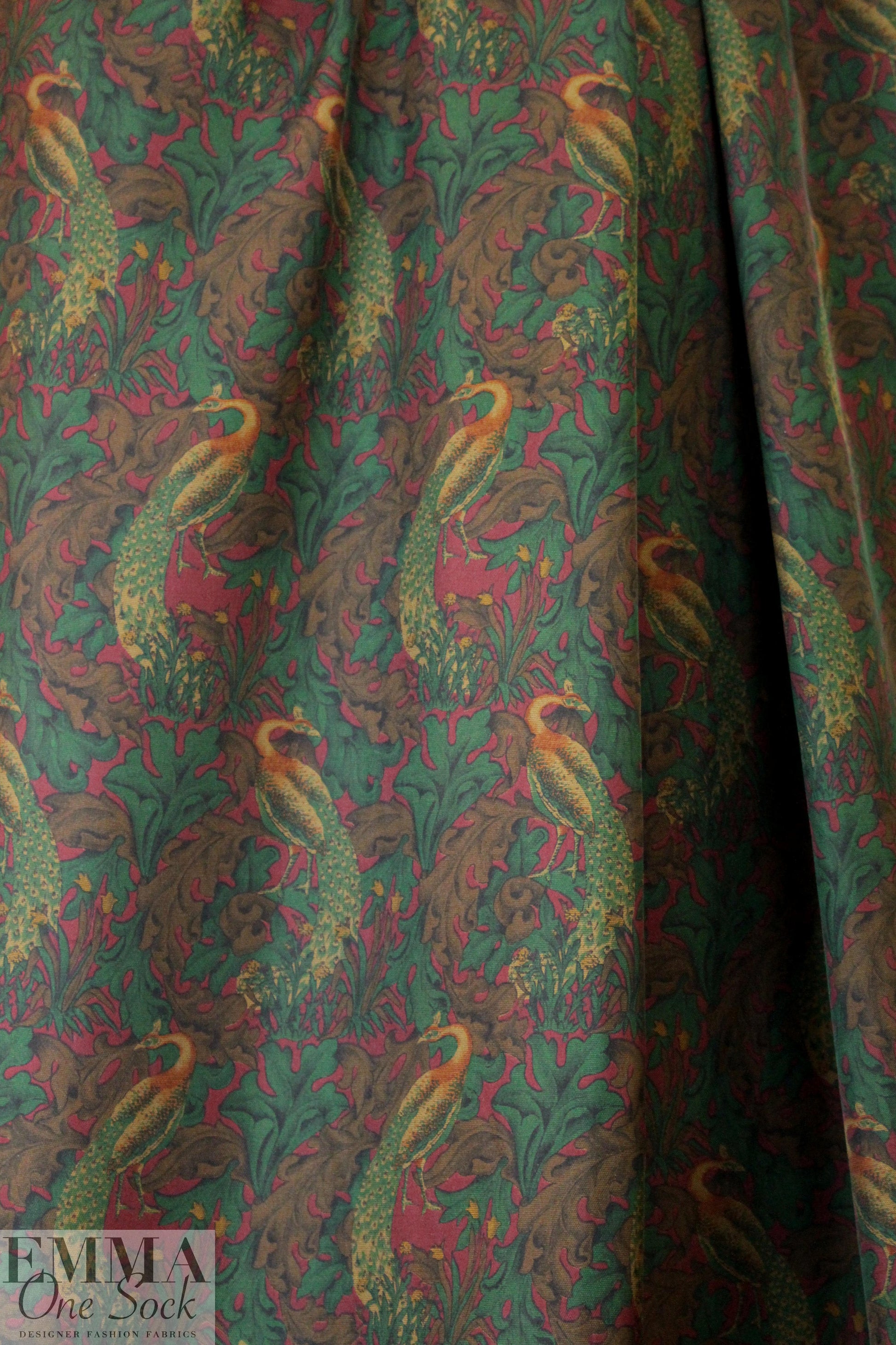 Italian silk/wool twill woven - pheasants 1.5 yd