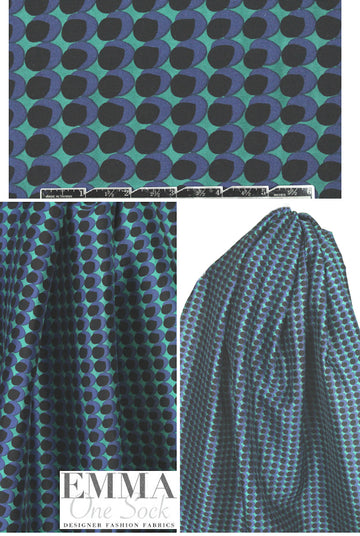 Whit NY wintergreen/indigo dot graphic wool/silk woven