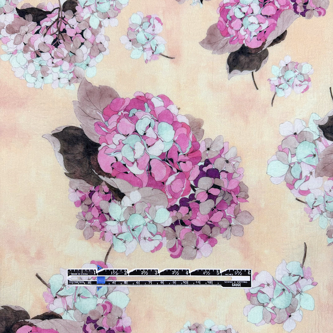 Emanue1 Ungaro floral printed wool/silk crinkle texture jacquard woven .5 yds