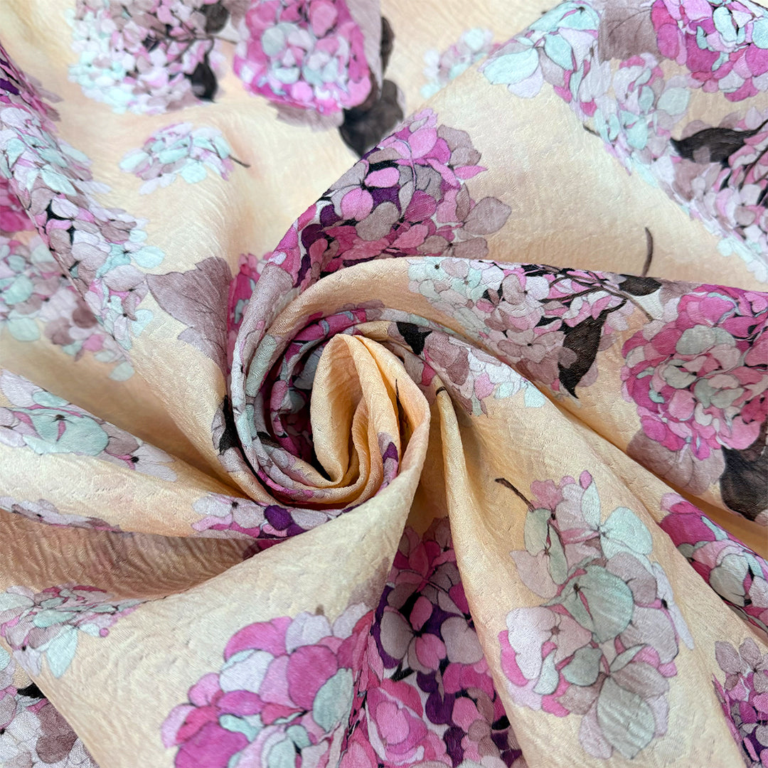 Emanue1 Ungaro floral printed wool/silk crinkle texture jacquard woven 1.25 yds