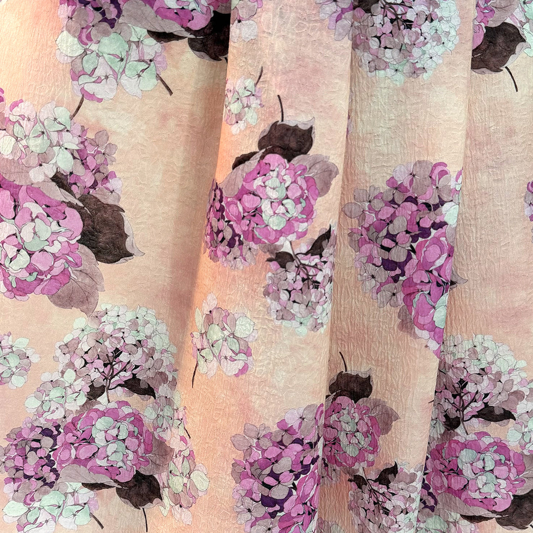 Emanue1 Ungaro floral printed wool/silk crinkle texture jacquard woven 1.4 yds