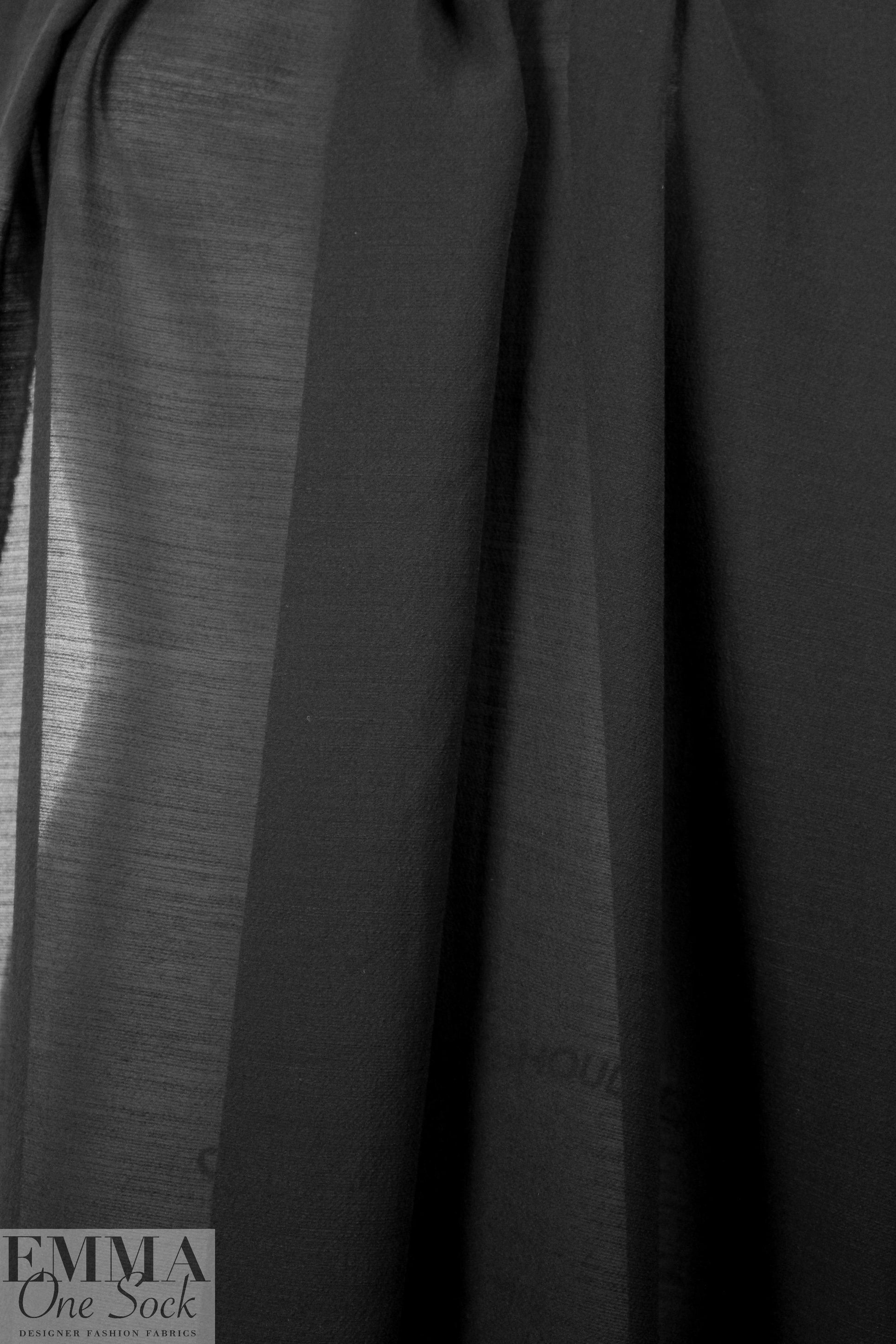 Italian semi-sheer wool/silk textured voile - black