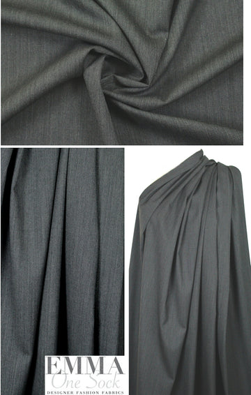 Italian dark gray wool stretch denimy woven 2 yd
