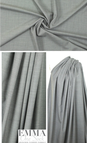 Italian light gray wool stretch denimy woven