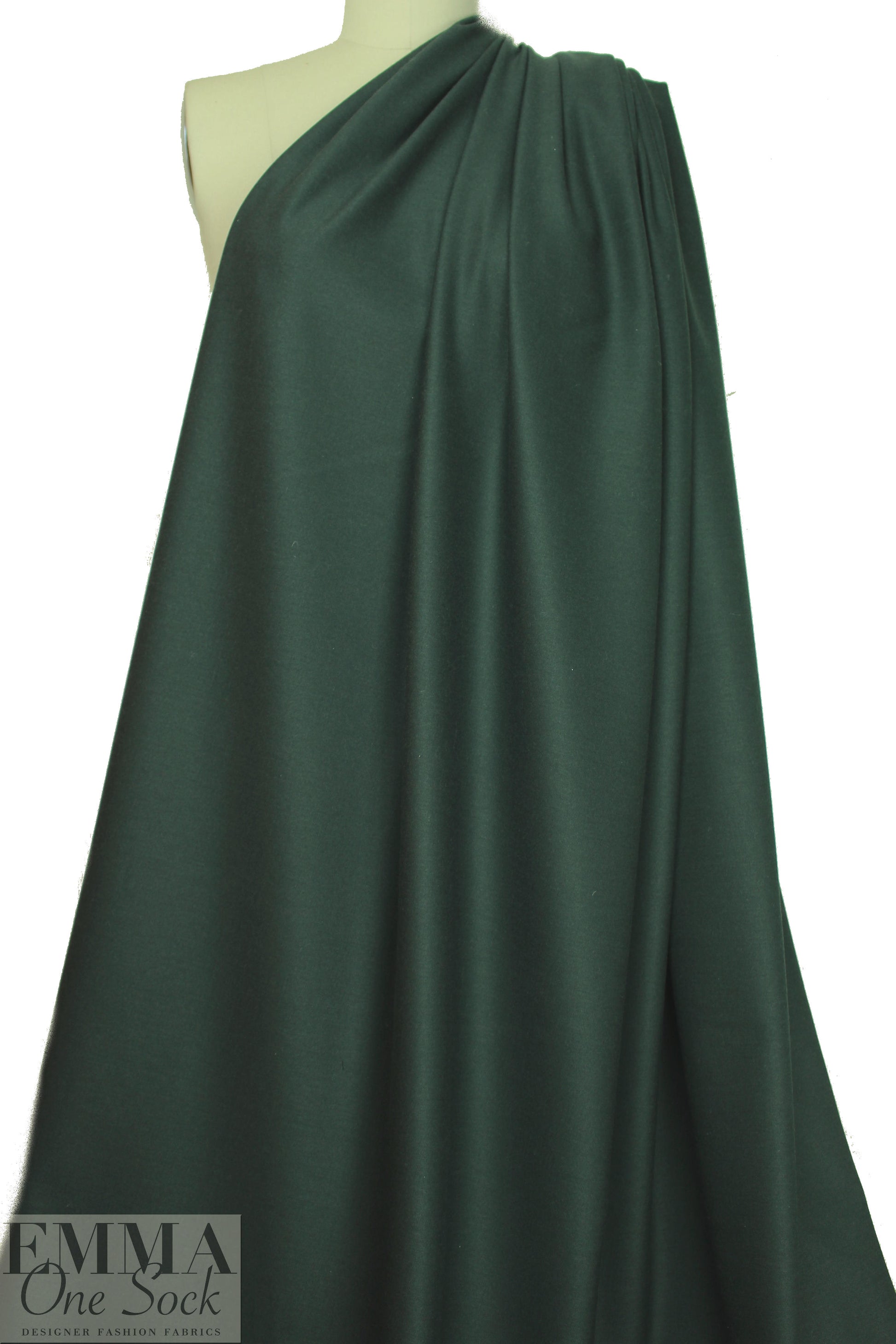 Italian 4-way stretch wool twill suiting - forest