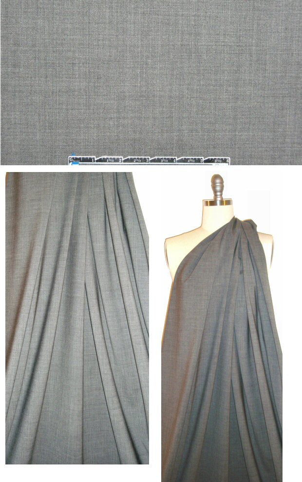 Italian stretch wool lightweight woven - gray crosshatch 1.5 yd