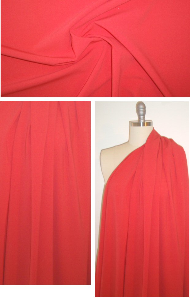 Italian stretch wool lightweight suiting - coral red