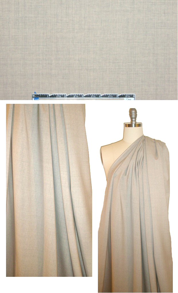 Italian stretch wool lightweight woven - oatmeal/gray 2 yd