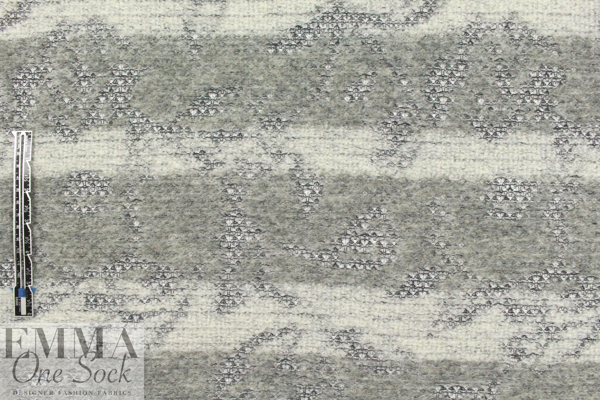 Italian sweatery grays jacquard wool blend knit 1.375 yds