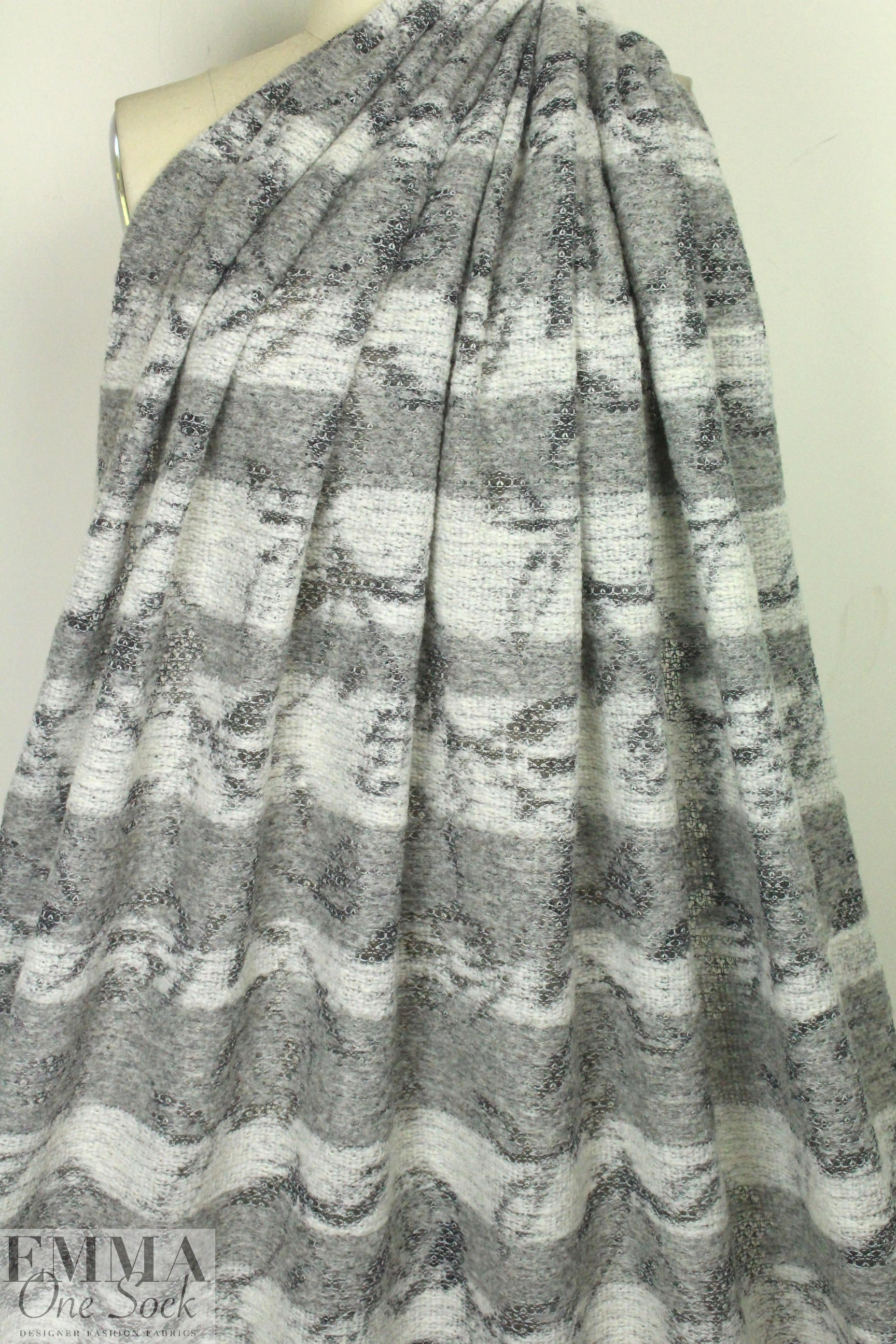 Italian sweatery grays jacquard wool blend knit