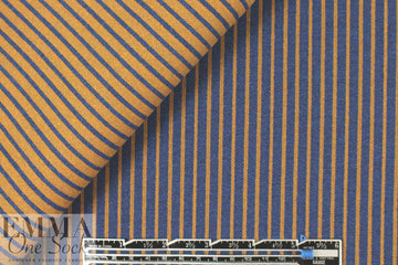 Italian doublesided wool stretch coating - pumpkin/navy