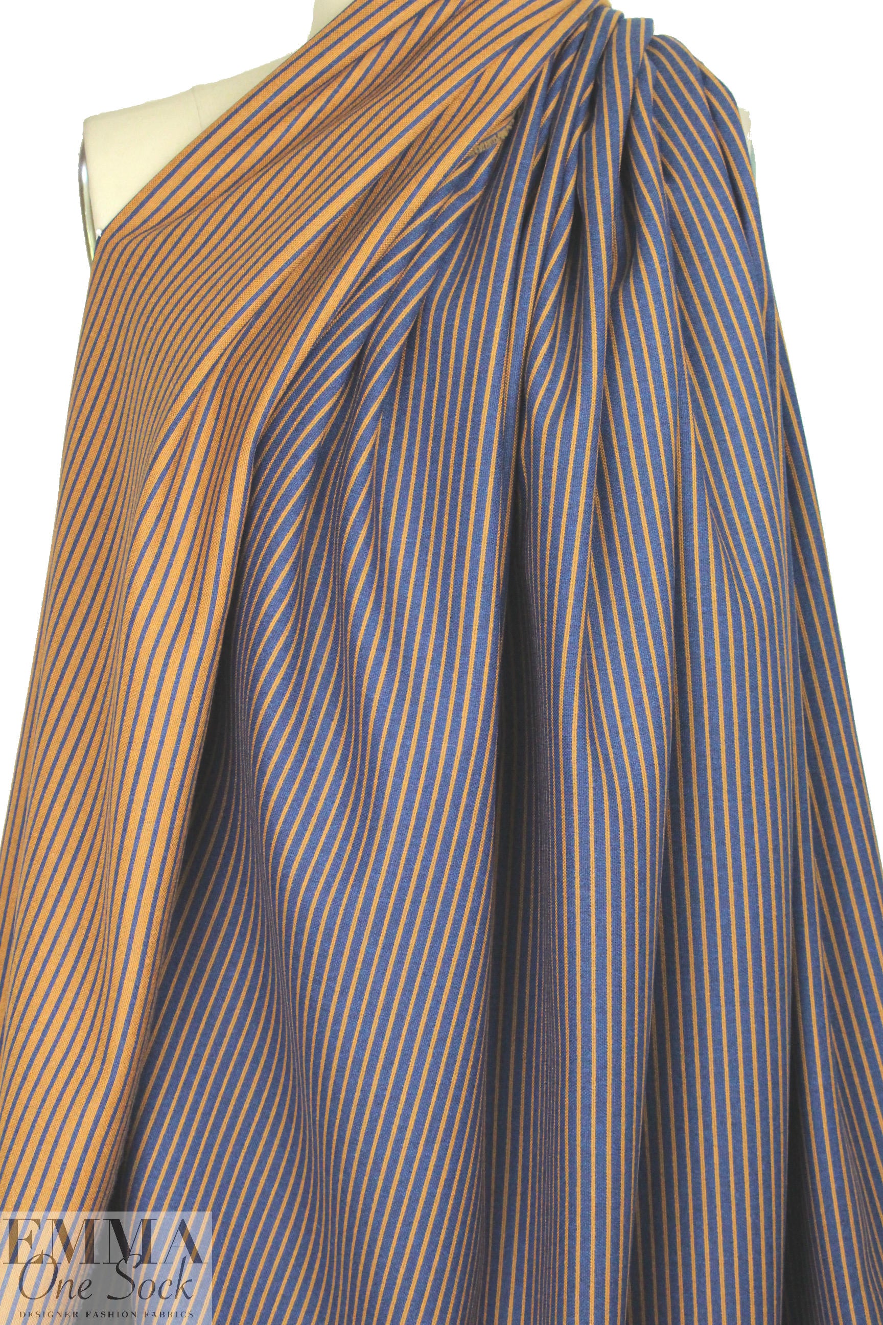 Italian doublesided wool stretch coating - pumpkin/navy