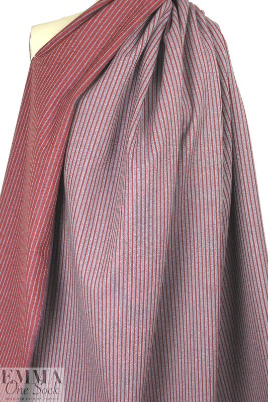 Italian doublesided wool stretch coating - brick/navy