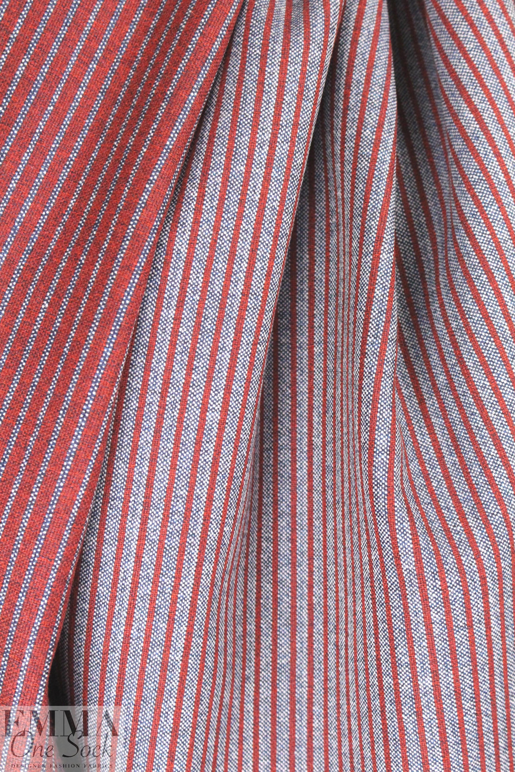 Italian doublesided wool stretch coating - brick/navy