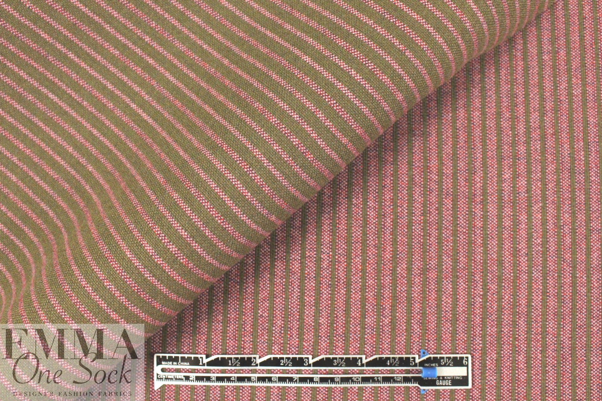 Italian doublesided wool stretch coating - olive/rouge 2.25 yds
