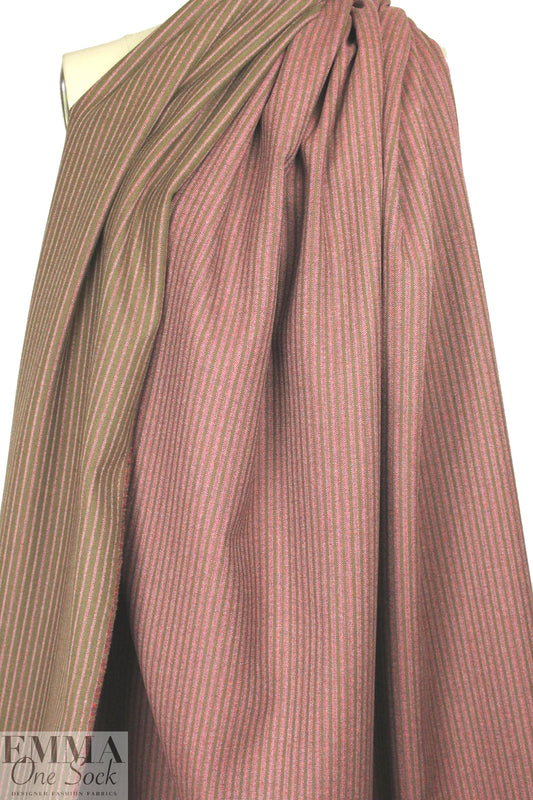 Italian doublesided wool stretch coating - olive/rouge