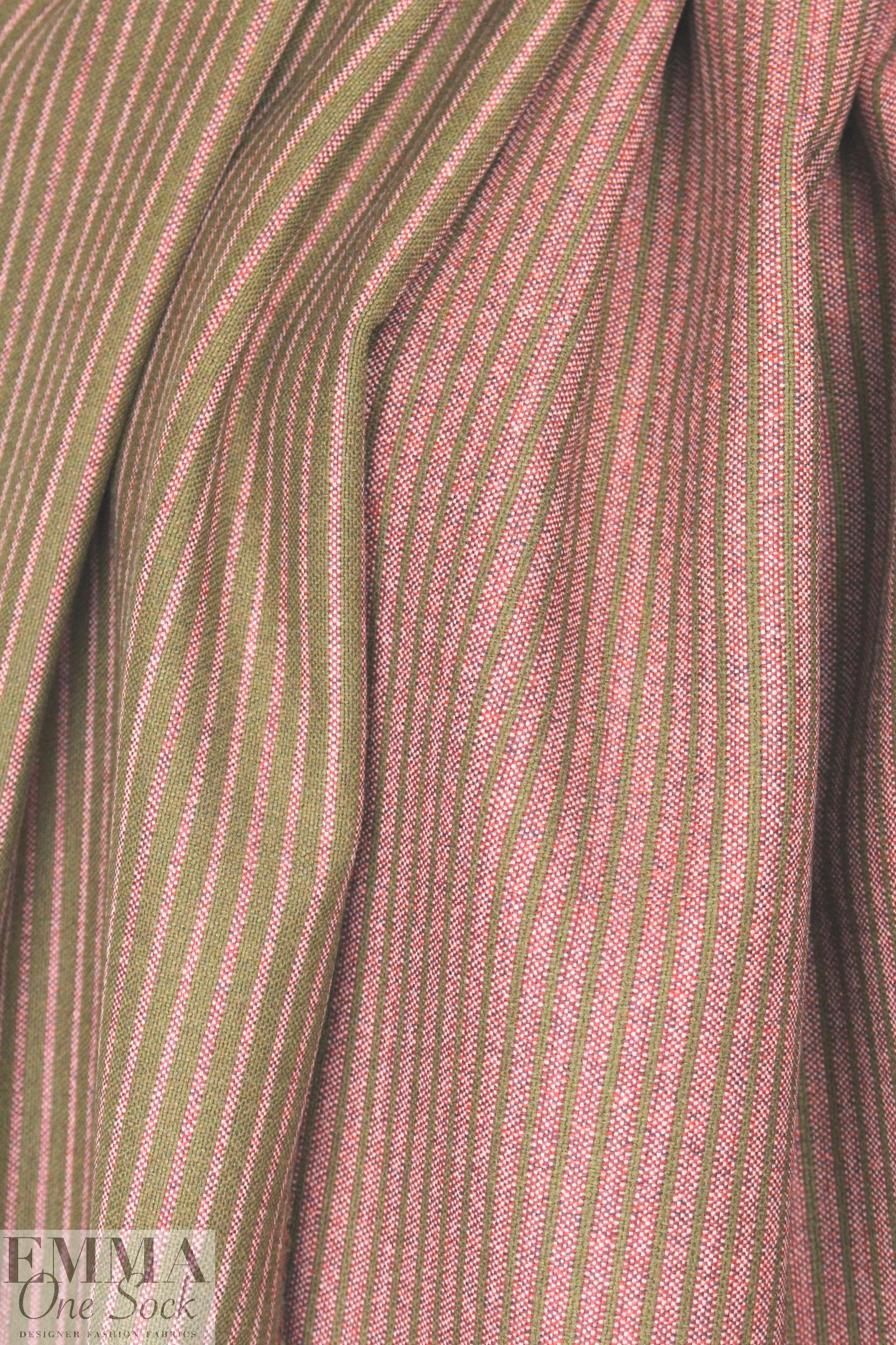 Italian doublesided wool stretch coating - olive/rouge 2.25 yds