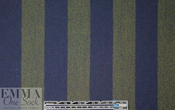 Italian wide stripe brushed wool woven - navy/olive