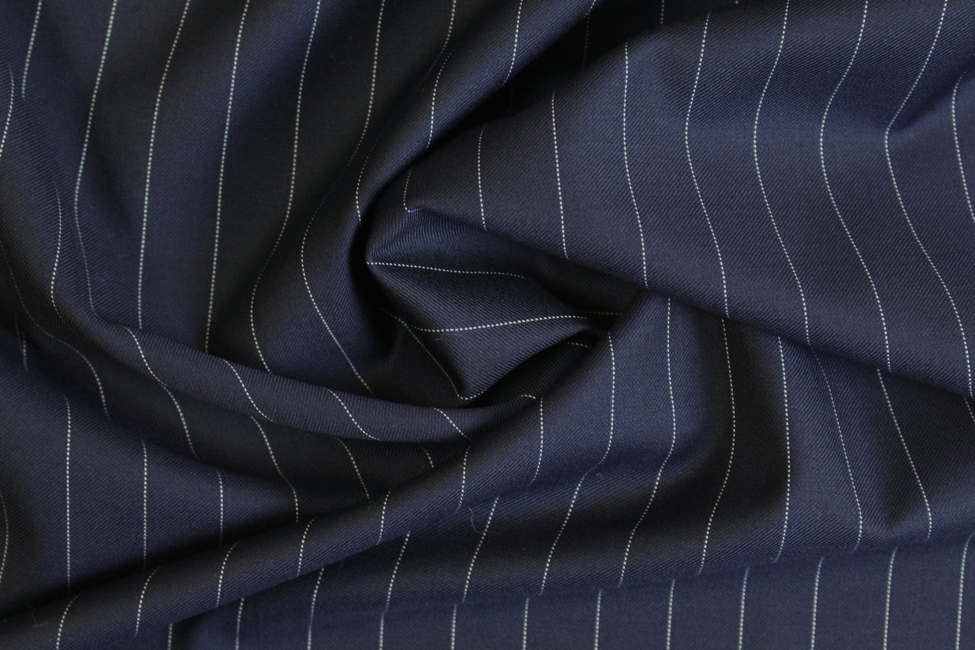 Italian wool pinstripe twill suiting - midnight/off white 1.875 yd